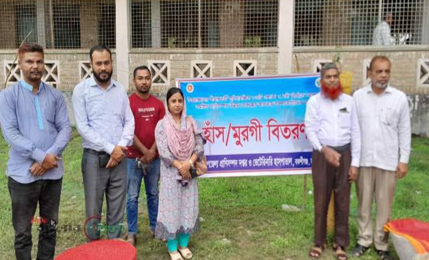 বকশীগঞ্জে প্রাণি সম্পদ উন্নয়ন প্রকল্পে মুরগী বিতরণ