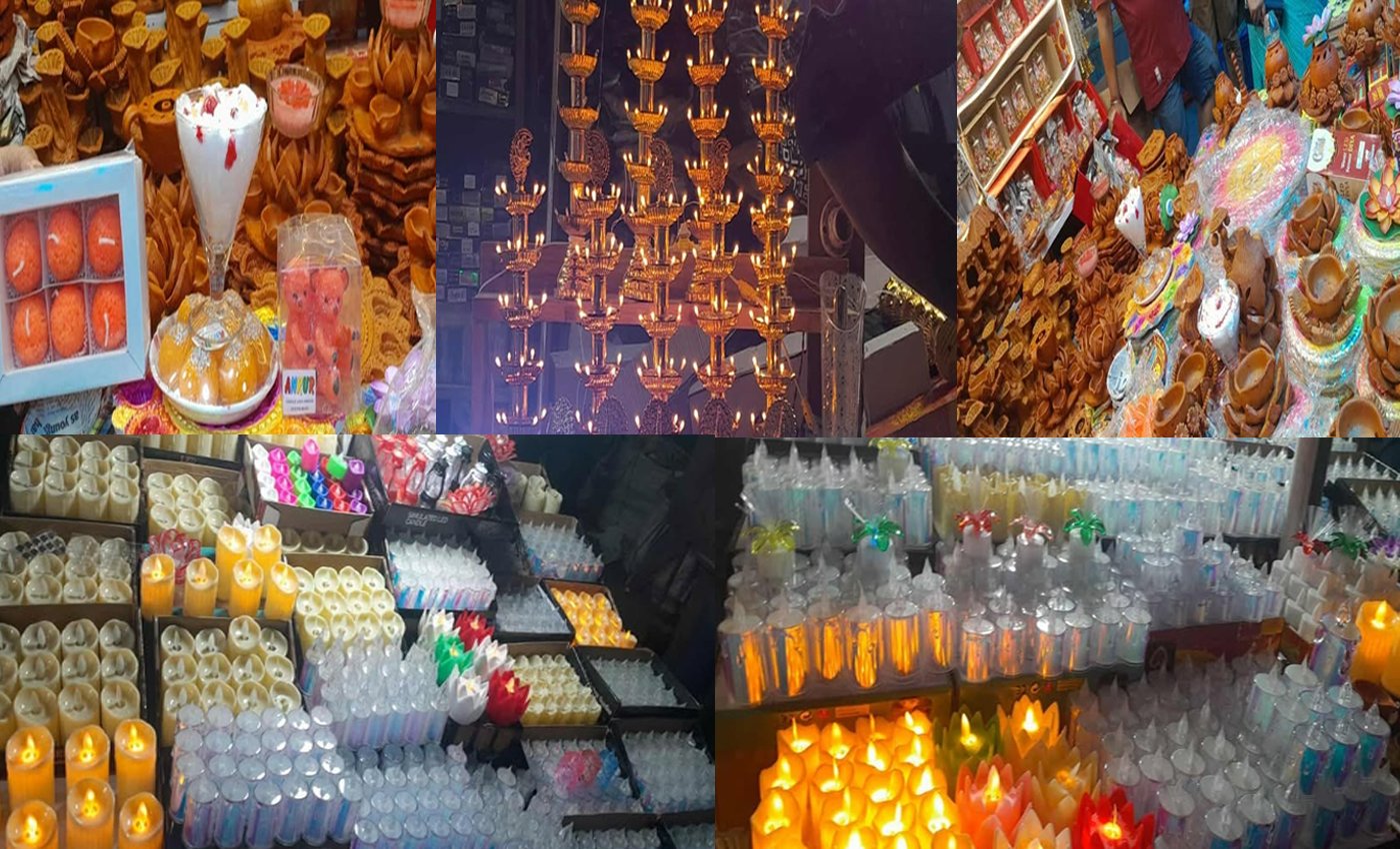 কলকাতার মার্কেটে দীপাবলির আনন্দ, আলো-প্রদীপে জমে উঠেছে ভিড়